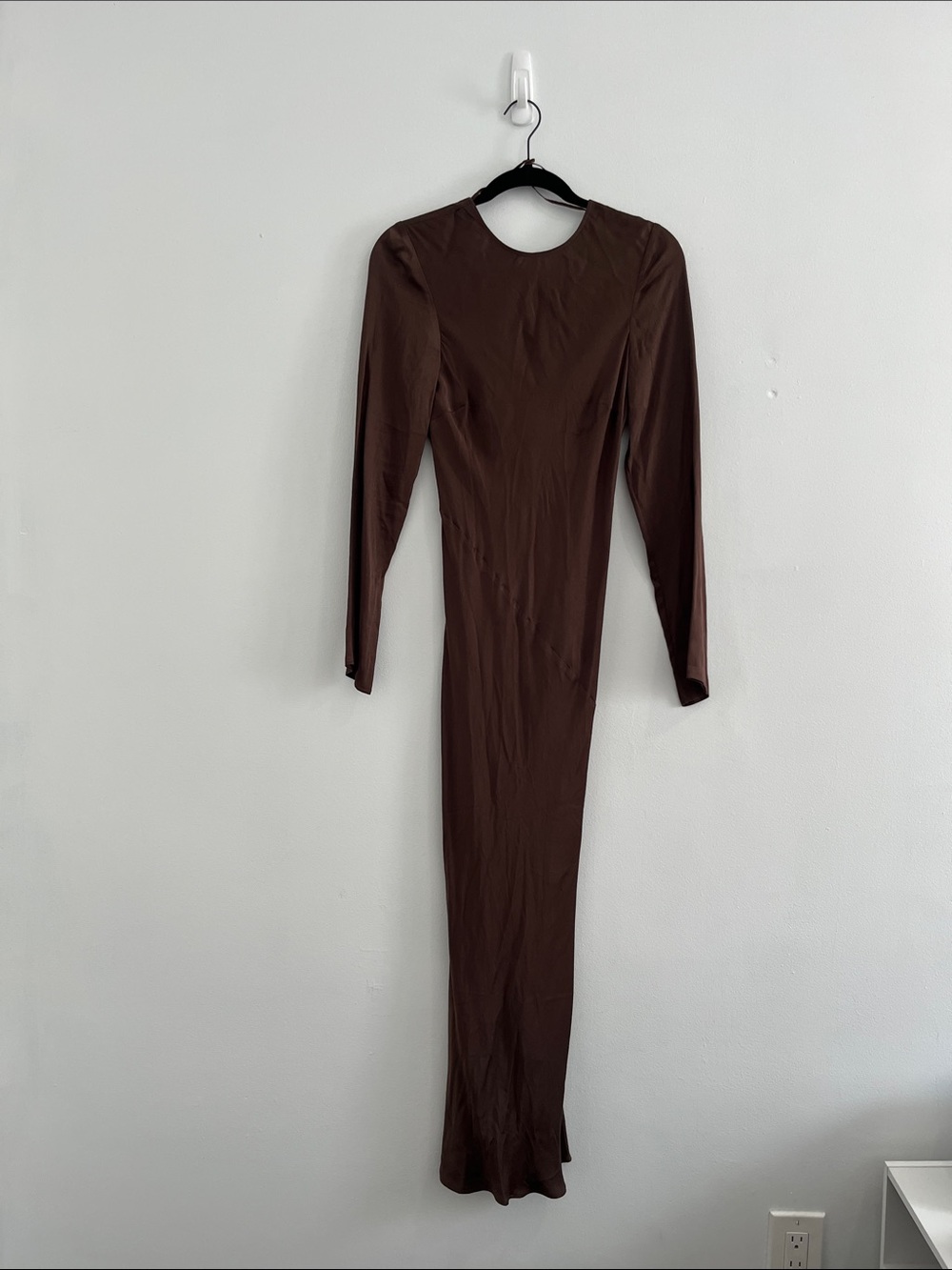 Long Sleeve Brown Womens Maxi Dress